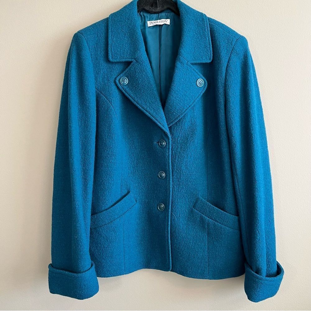 Pendleton Teal Wool Button-Up Jacket